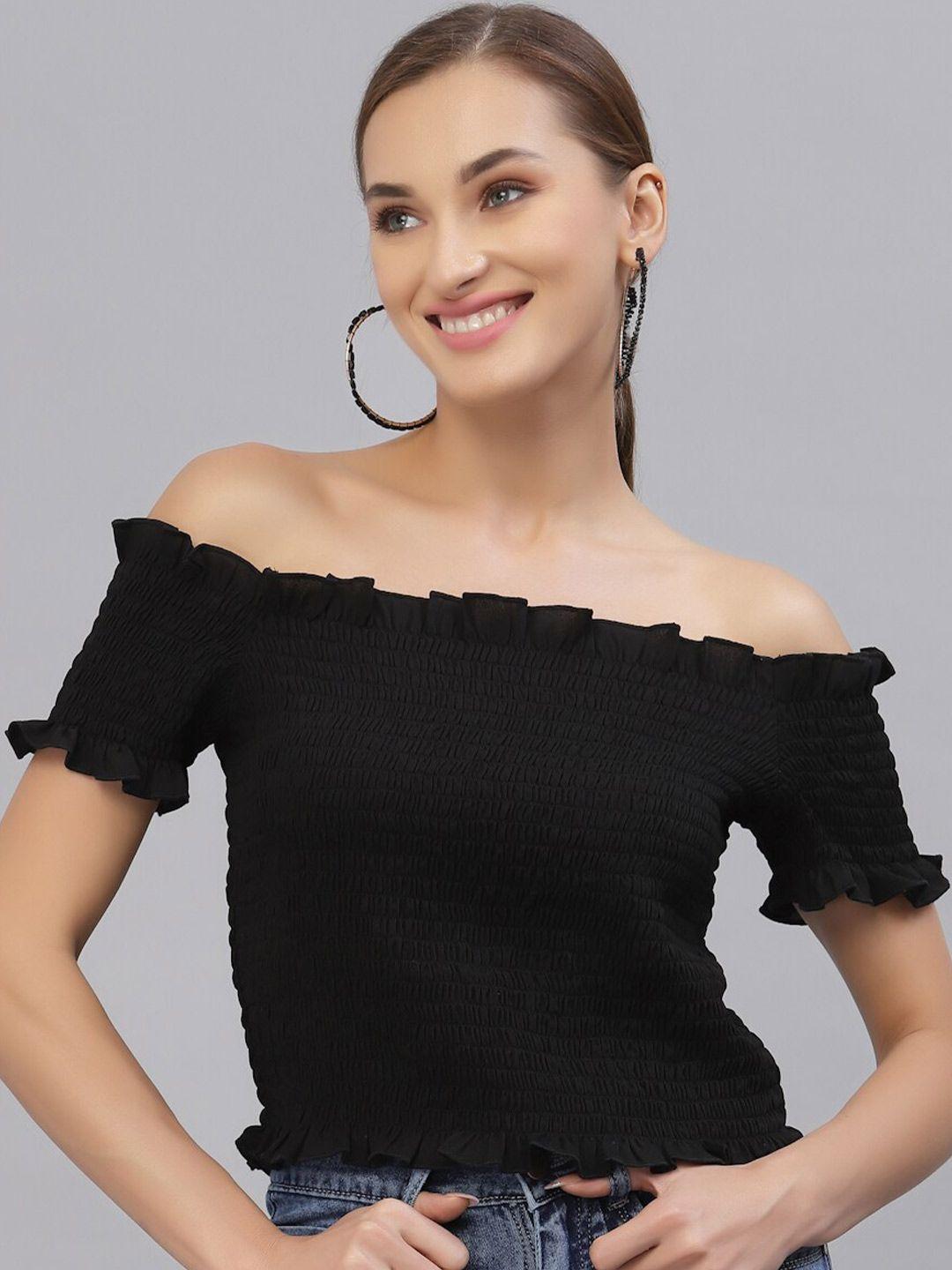 style quotient black off-shoulder bardot top