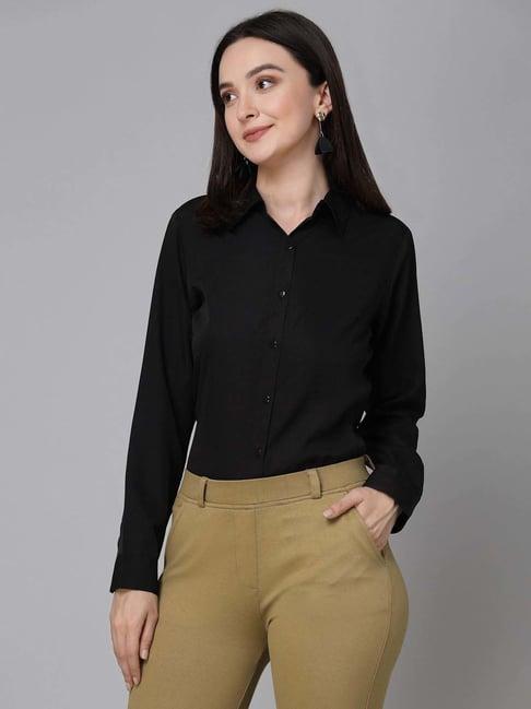 style quotient black regular fit shirt