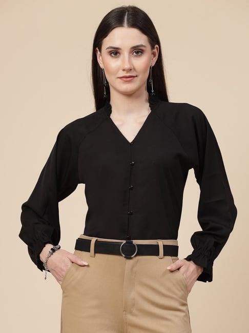 style quotient black regular fit shirt