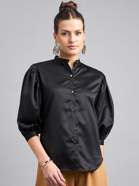 style quotient black regular fit shirt