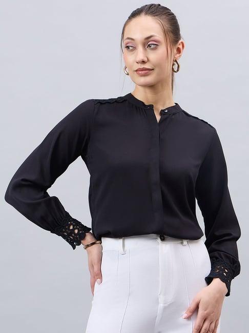 style quotient black regular fit shirt