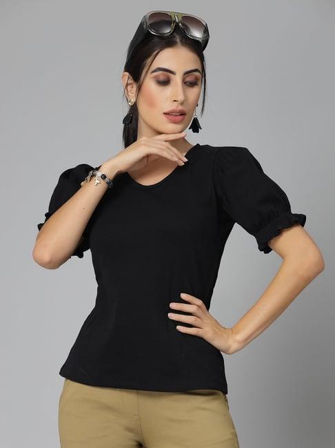 style quotient black regular fit top