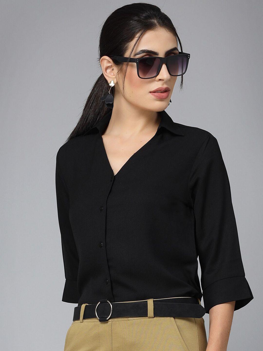style quotient black smart regular fit formal shirt