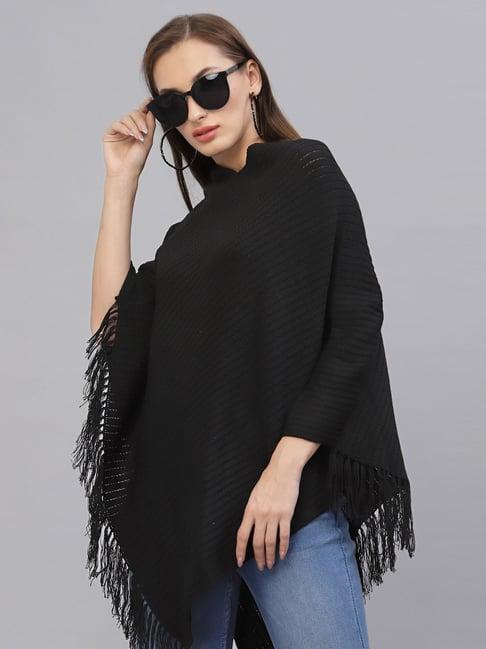 style quotient black v neck poncho