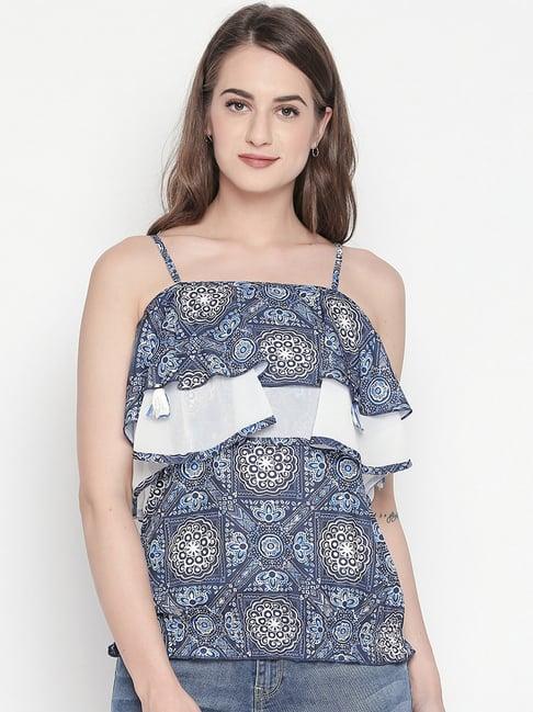 style quotient blue printed top