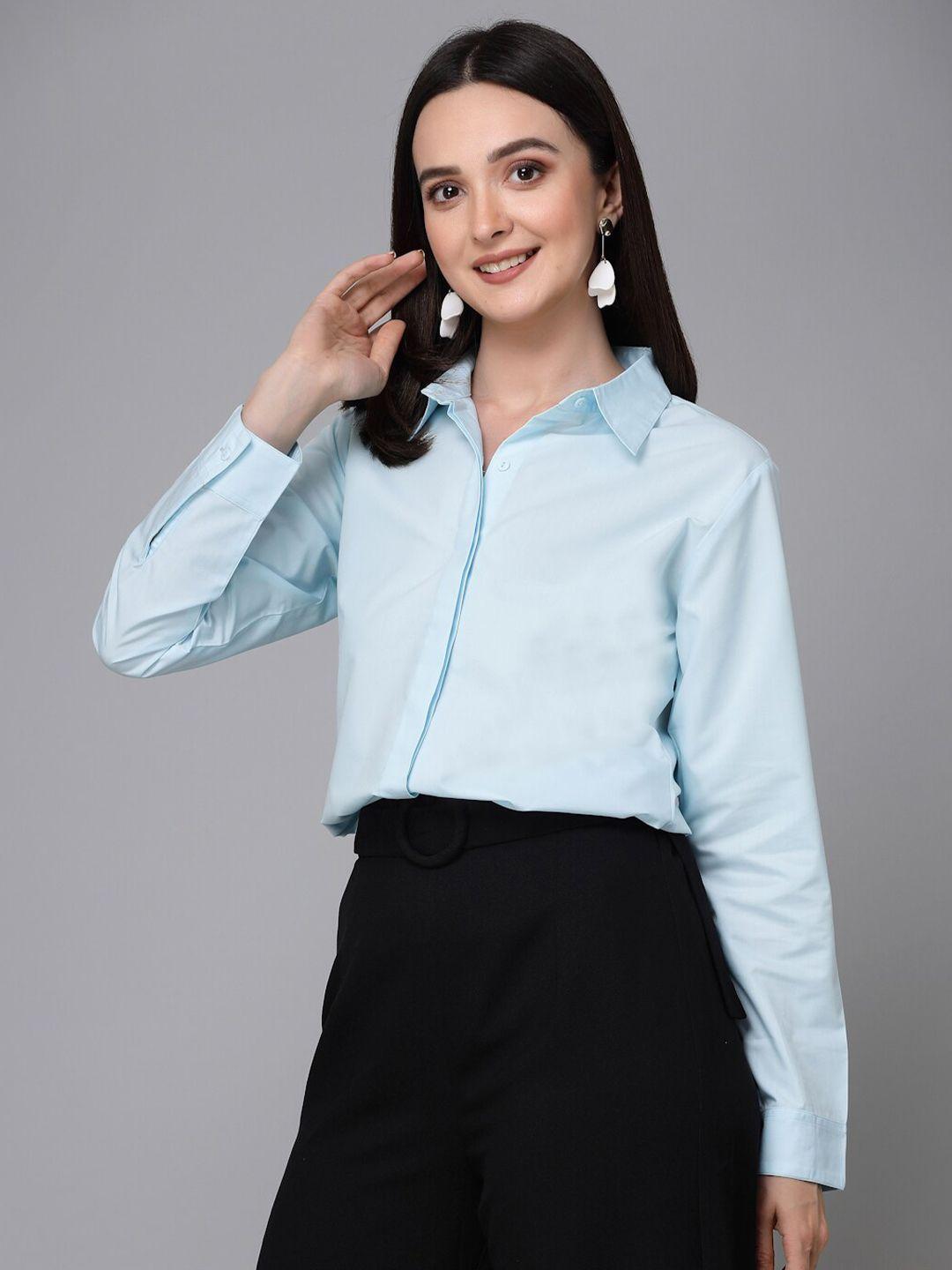 style quotient blue smart cotton formal shirt