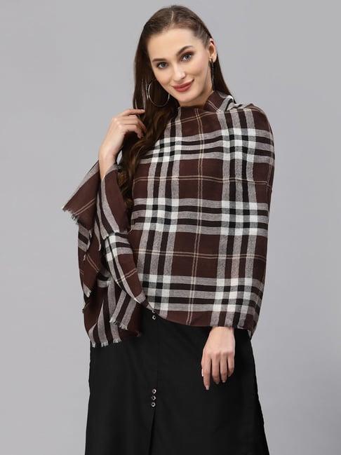 style quotient brown check shawl
