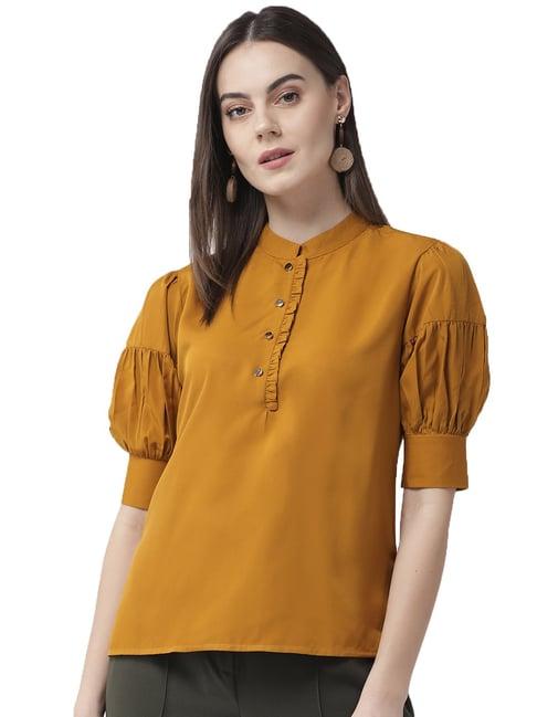 style quotient brown regular fit top