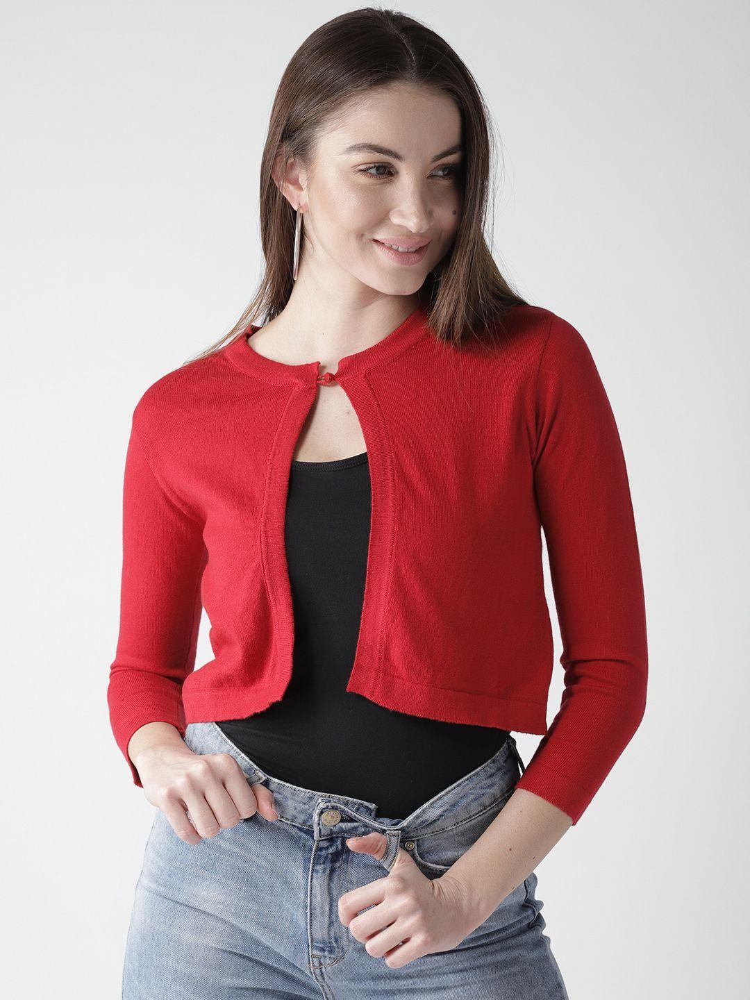 style quotient by noi red solid crop shrug