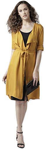 style quotient by noi women mustard yellow solid waterfall longline shrug-l-mustard