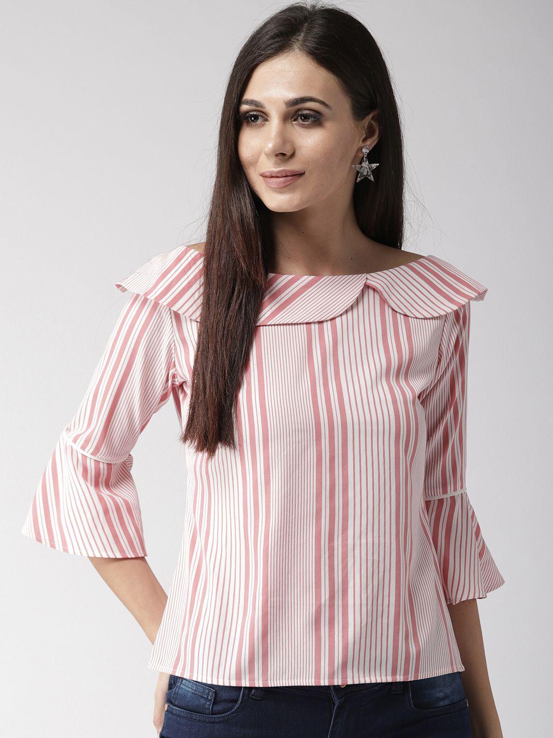 style quotient by noi women pink & white striped top