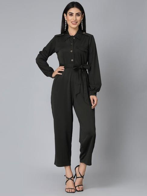 style quotient dark green jumpsuit