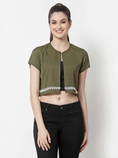 style quotient green crop shrug