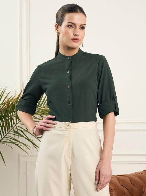 style quotient green textured shirt