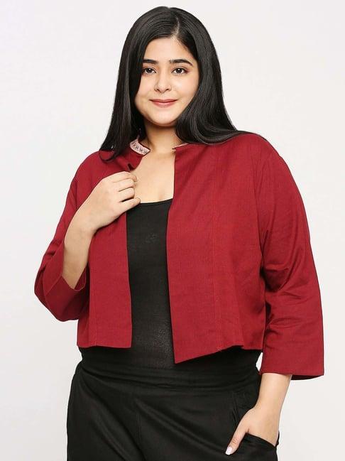 style quotient maroon cotton shrug