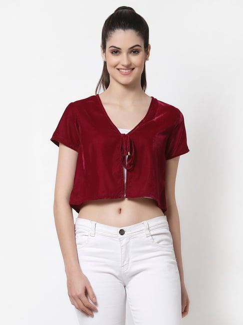 style quotient maroon crop shrug