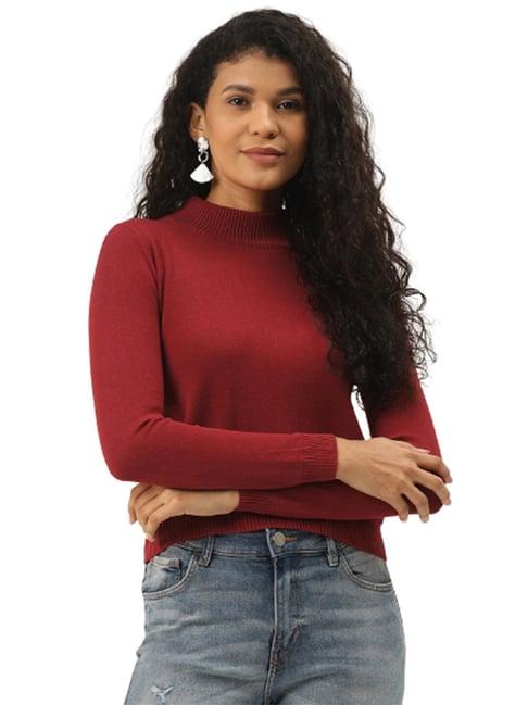 style quotient maroon full sleeves sweater