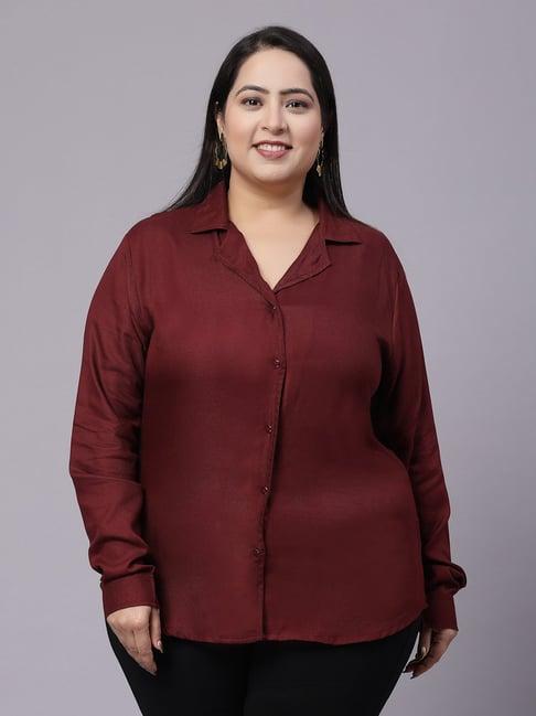 style quotient maroon rayon regular fit shirt