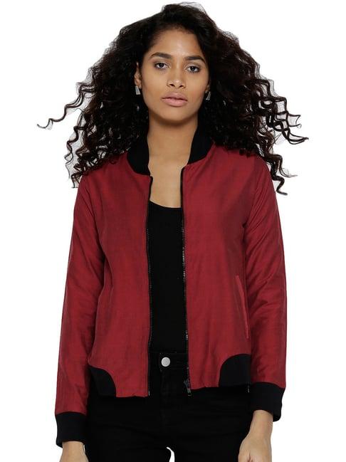 style quotient maroon regular fit jacket