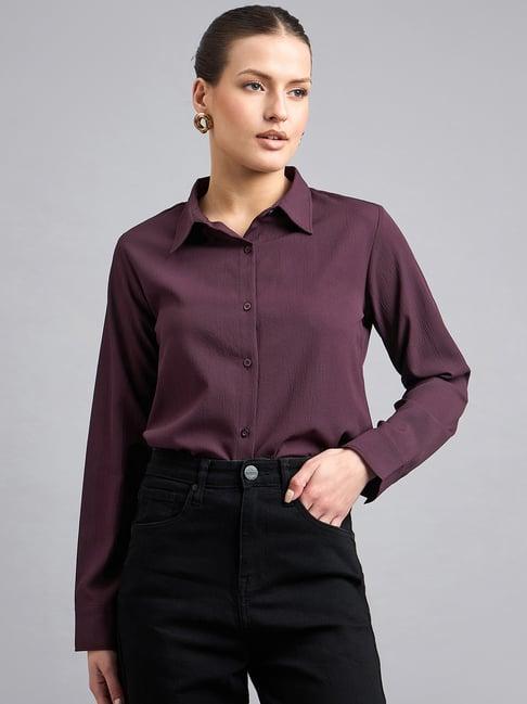 style quotient maroon regular fit shirt