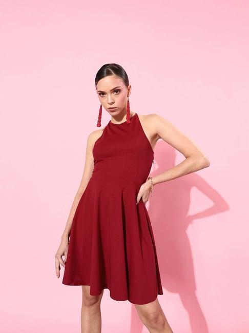 style quotient maroon skater dress