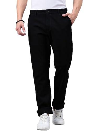 style quotient men balck stretchable chinos trouser black