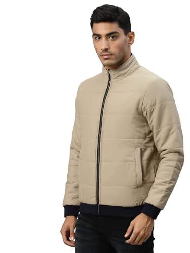 style quotient men beige reversible padded jacket with patchwork