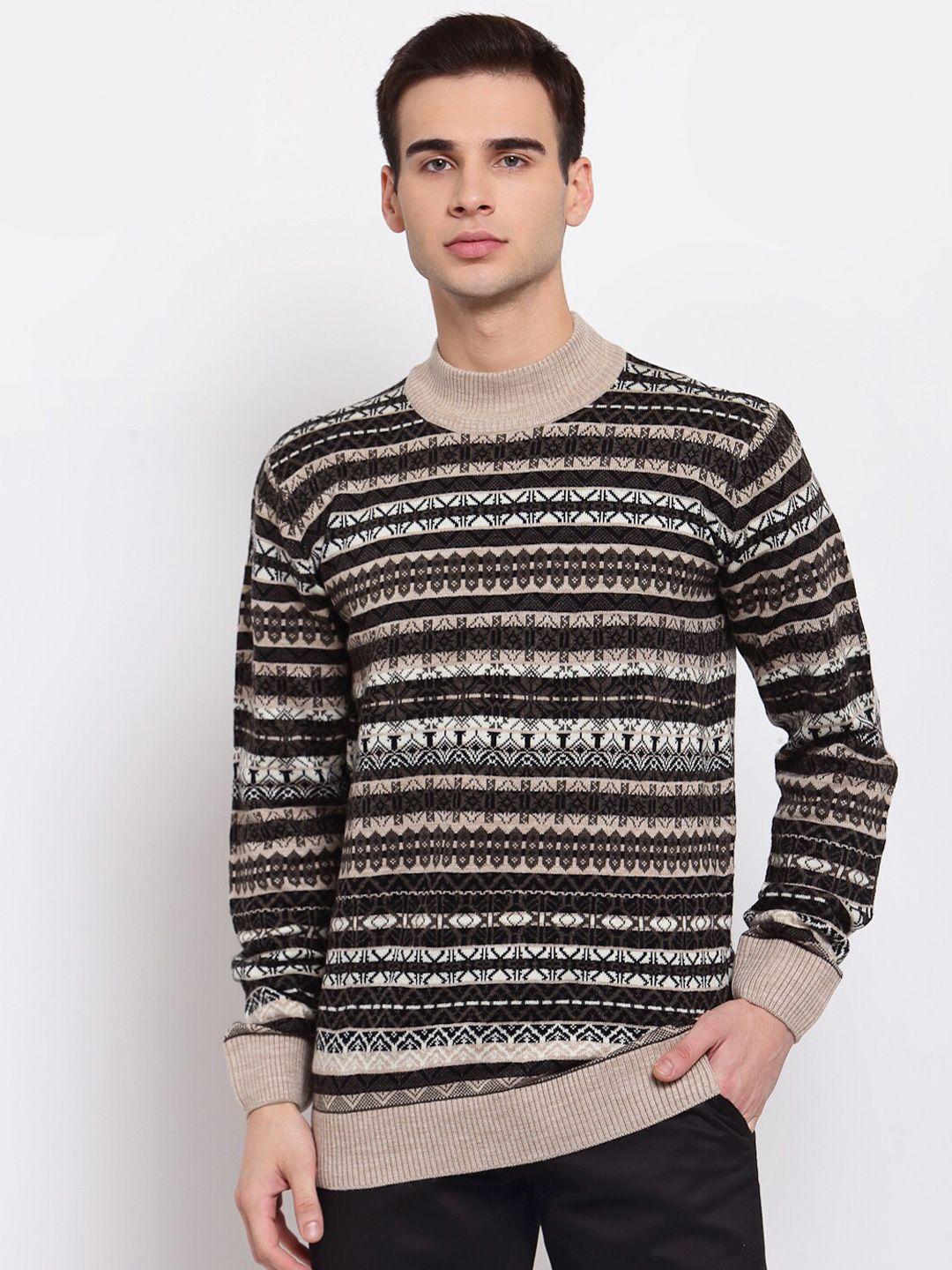 style quotient men black & white striped pullover sweater