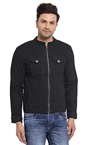 style quotient men black denim jacket(aw21sqharleybasic_blk-m)