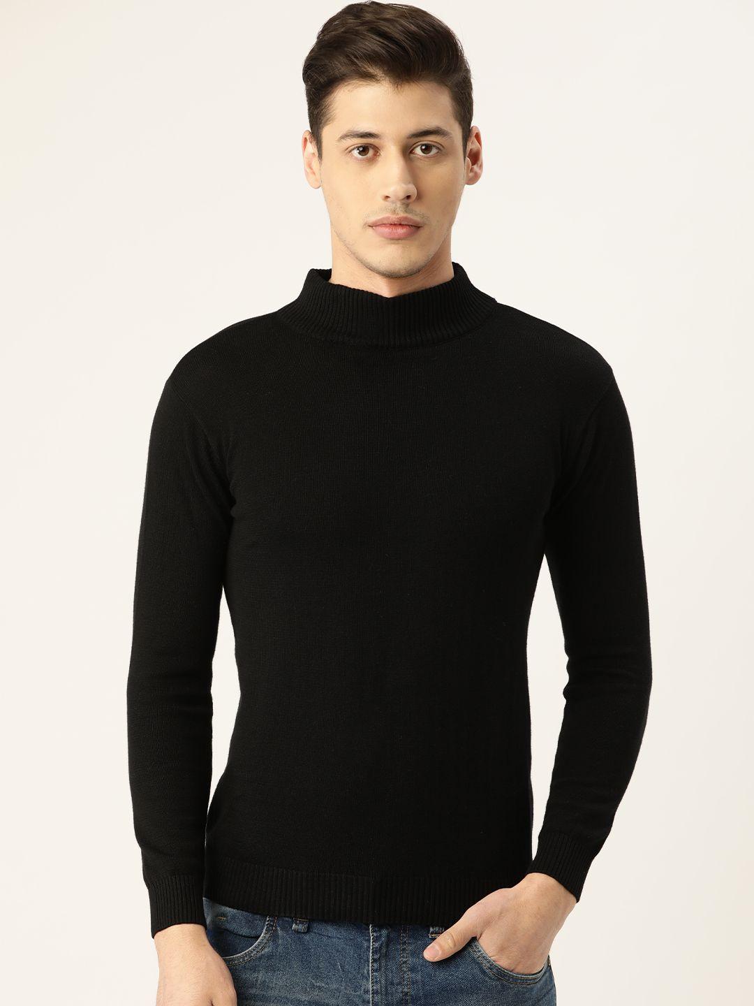 style quotient men black solid pullover sweater