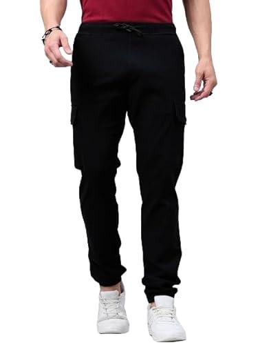 style quotient men black stretchable jogger trouser