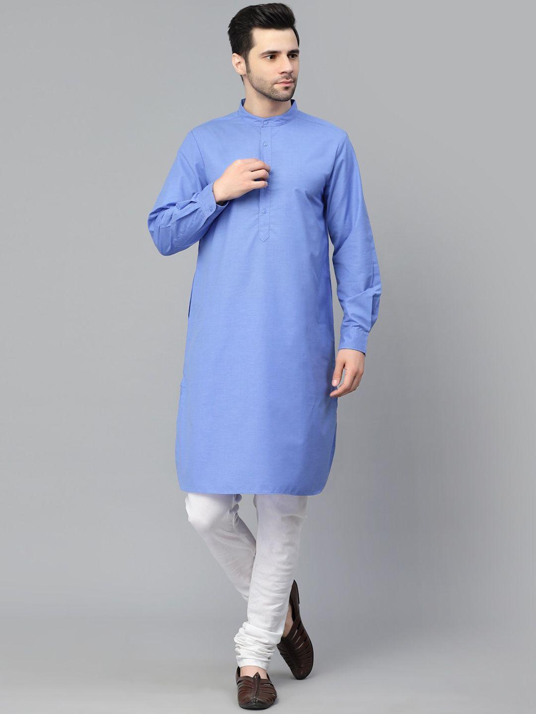 style quotient men blue thread work pathani kurta