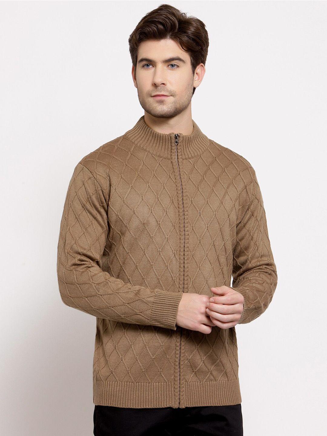 style quotient men brown acrylic cardigan