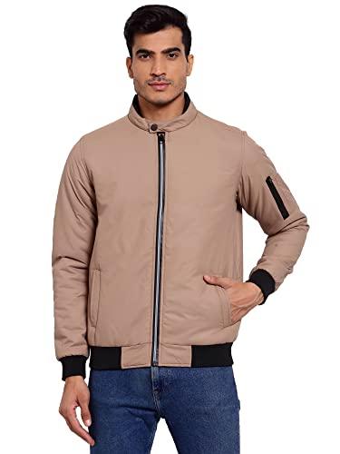 style quotient men camel brown lightweight outdoor bomber jacket (aw21sqmarlon_cml-m)