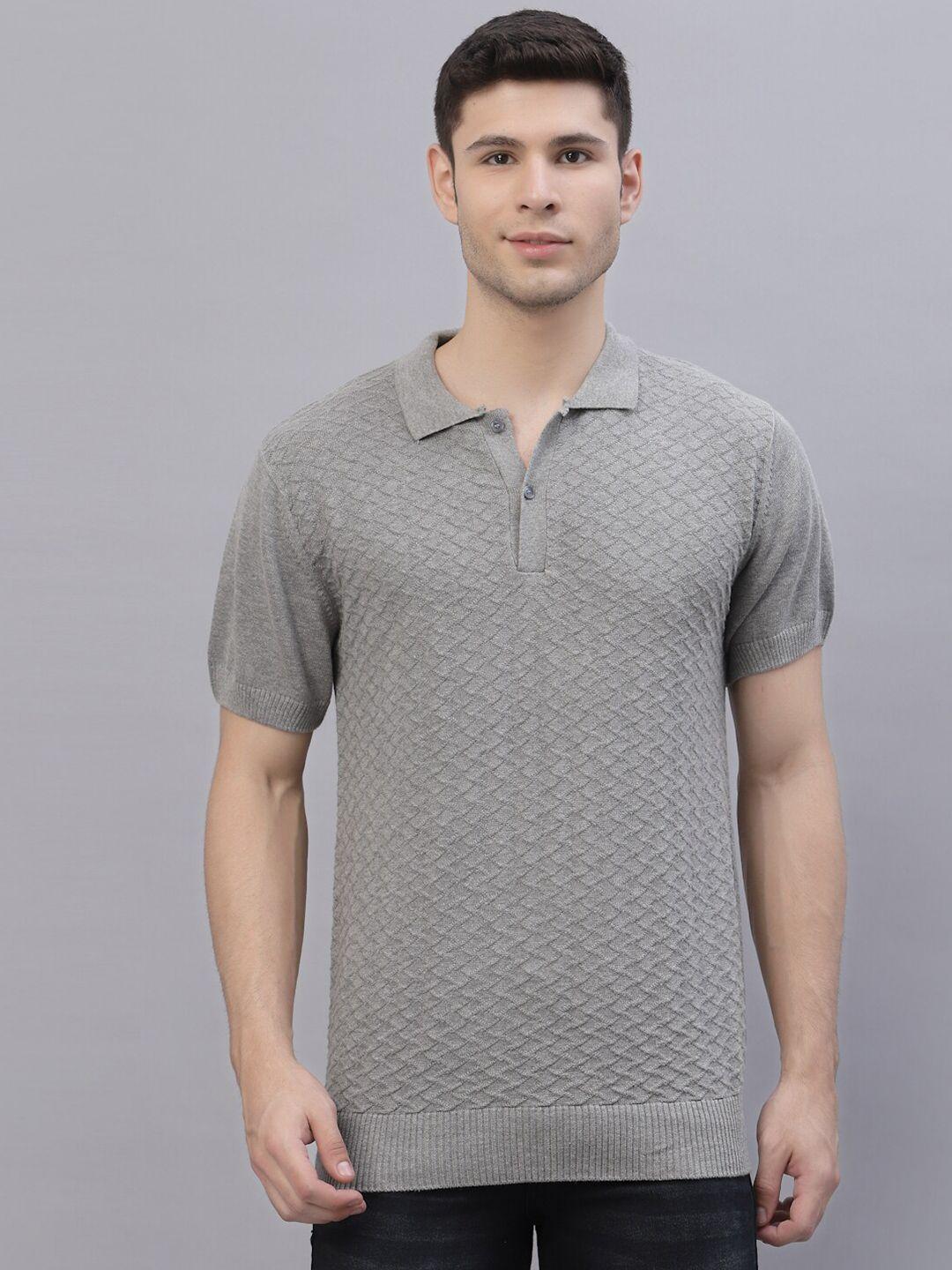 style quotient men grey polo collar t-shirt