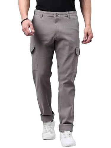 style quotient men grey stretchable cargo trouser