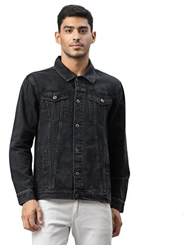 style quotient men grey washed lightweight denim jacket