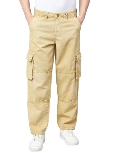 style quotient men khaki relaxed fit mid rise cargos