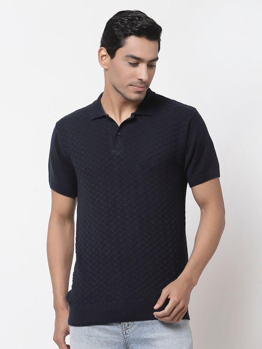style quotient men navy blue polo collar t-shirt