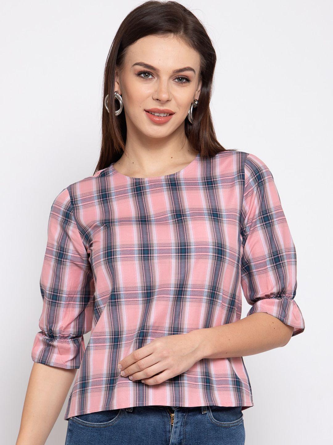 style quotient multicoloured checked bell sleeves top