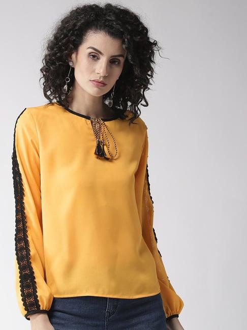 style quotient mustard lace top