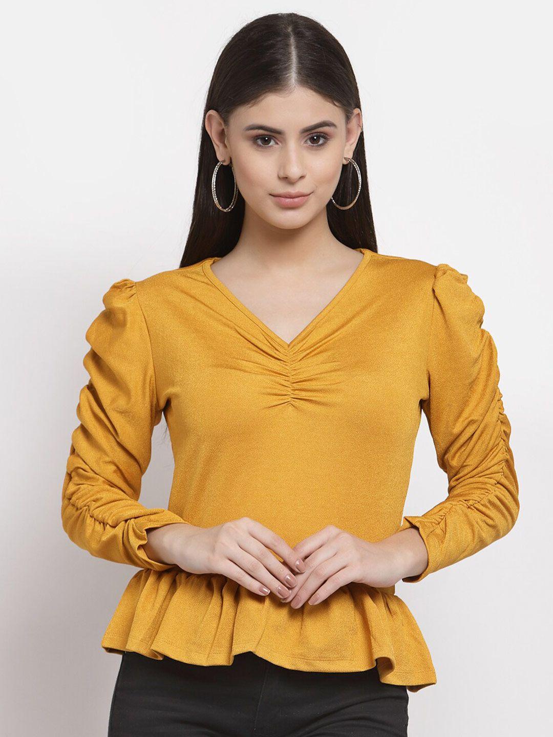 style quotient mustard yellow peplum top