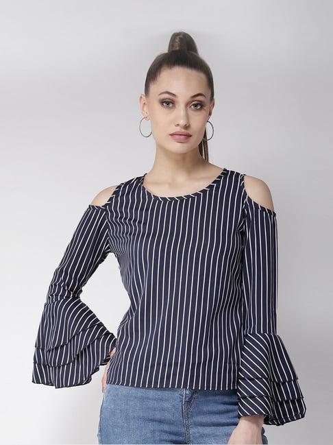 style quotient navy & white striped top