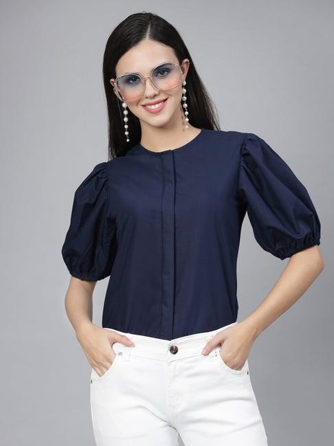 style quotient navy regular fit shirt