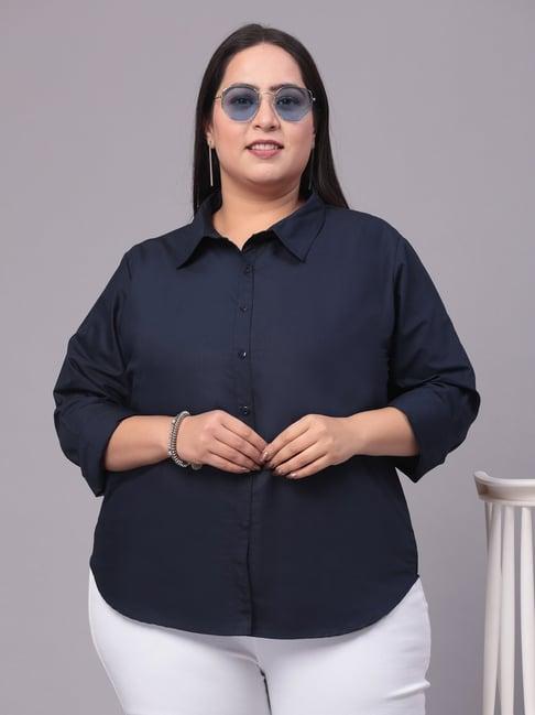 style quotient navy regular fit shirt