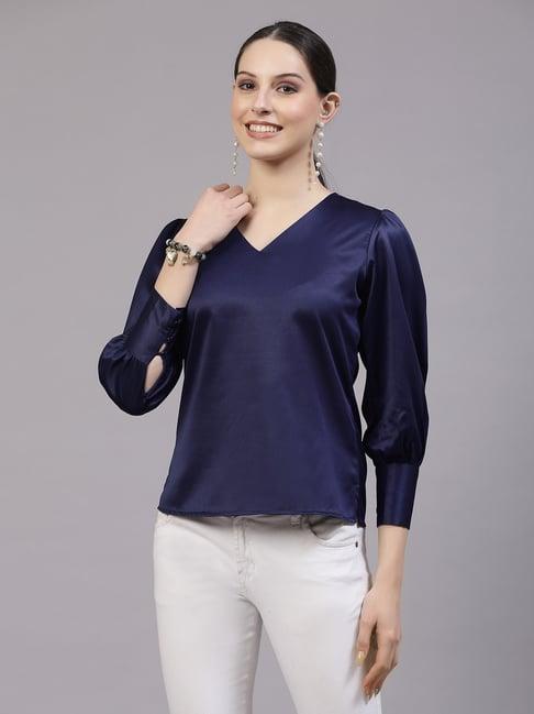 style quotient navy regular fit top