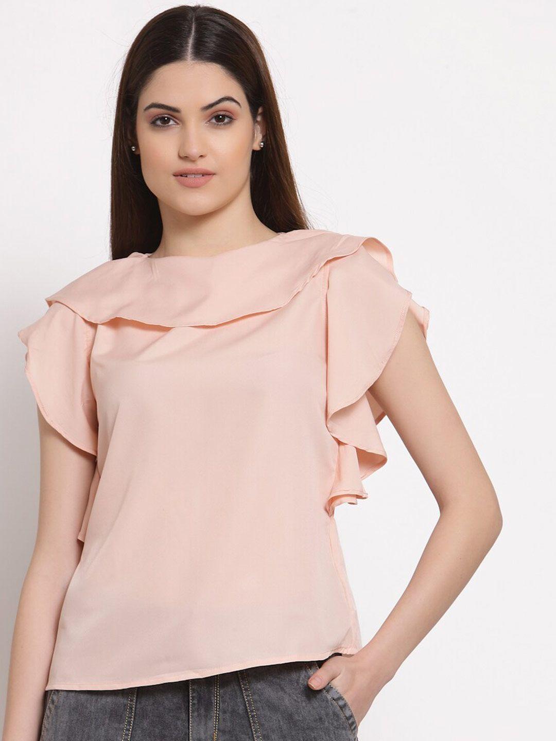 style quotient nude-coloured crepe regular top