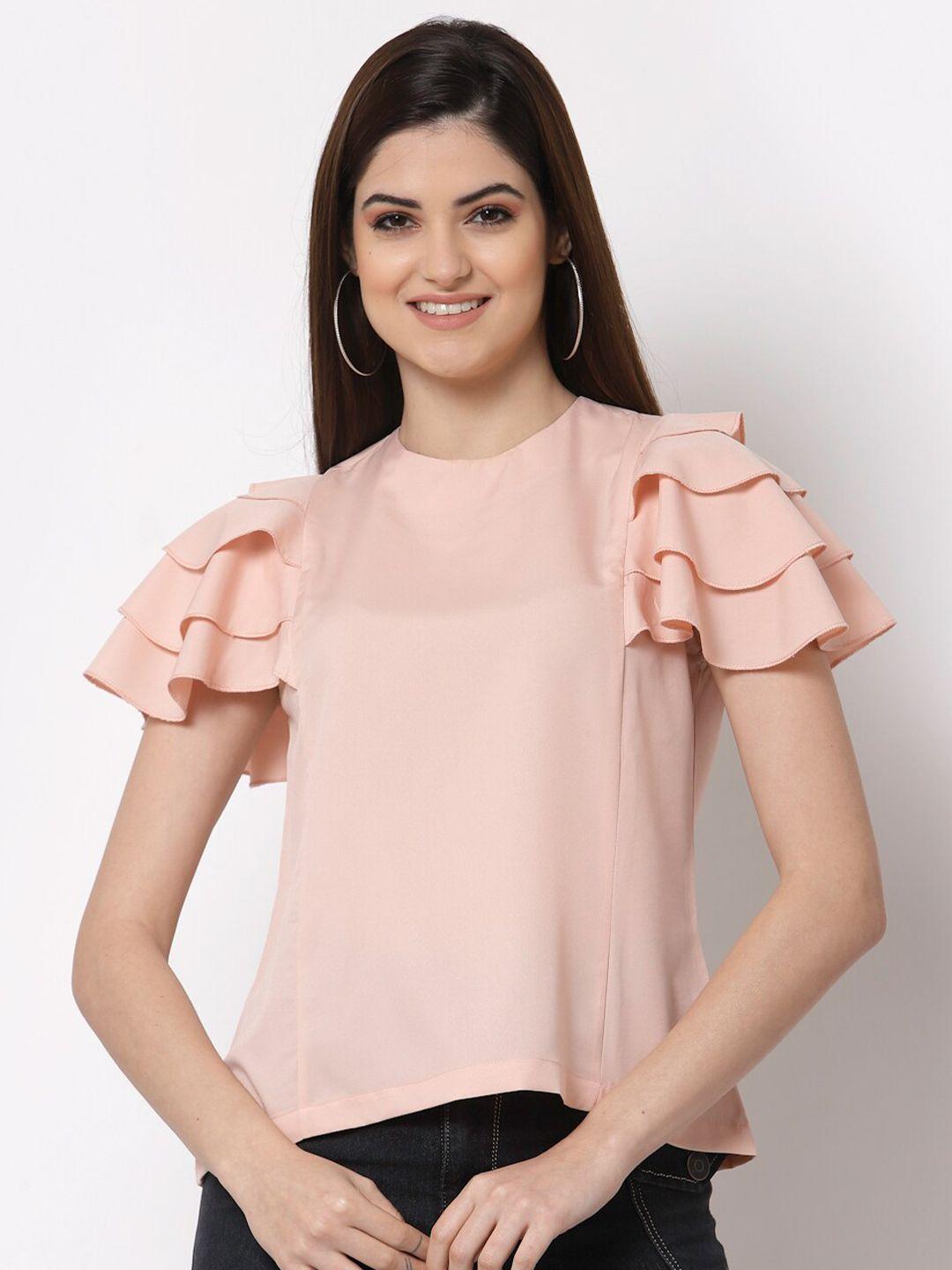 style quotient nude-coloured crepe top