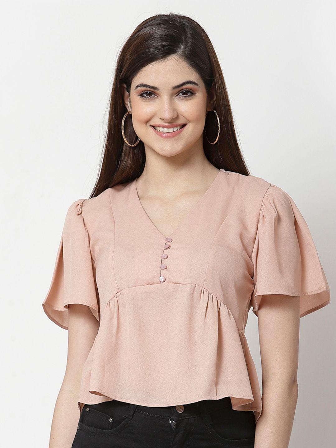 style quotient nude-coloured crepe top