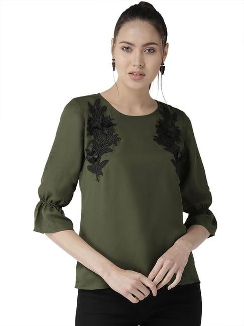 style quotient olive embroidered top